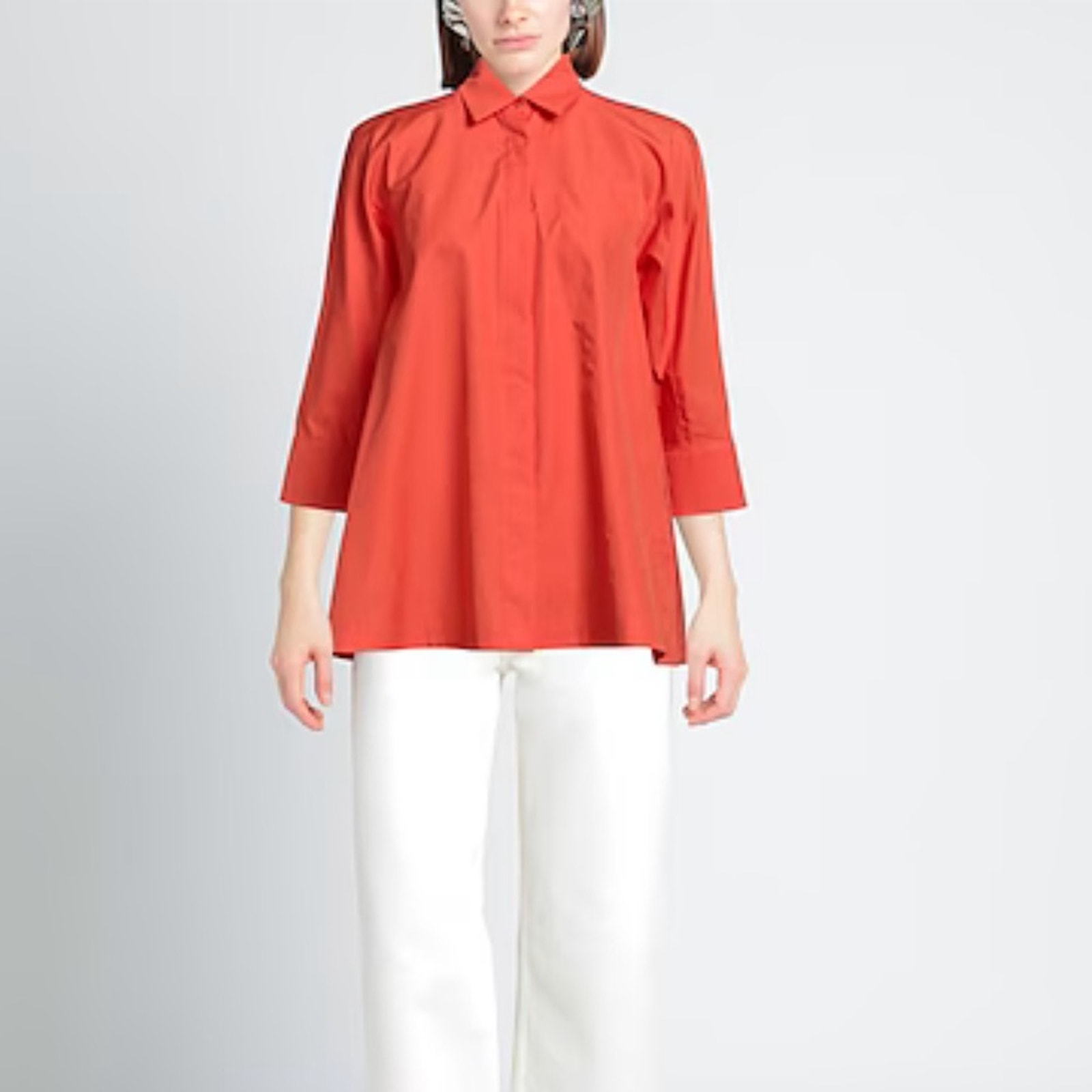 Maxmara Orange Oversized 3/4 Sleeve Lagenlook Tunic Top Euc Size 4, Msrp $585